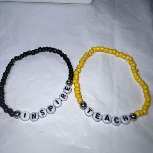 Bracelets Set of Two‎ Letter Block “Teach” and “Inspire”